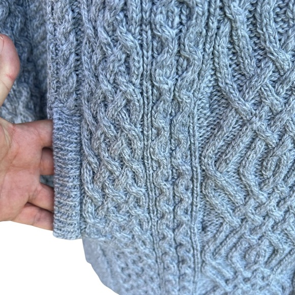 Aran Sweater Market Merino Wool Cable Knit Side-Zip Sweater Tunic Gray Large GUC - Picture 9 of 16